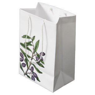 Sac Cadeau Moyen Branche de l'arbre d'olive   Vert pourpre