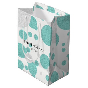 Sac Cadeau Moyen BRIDE Turquoise Blue Polka Dot Showparty Tiara