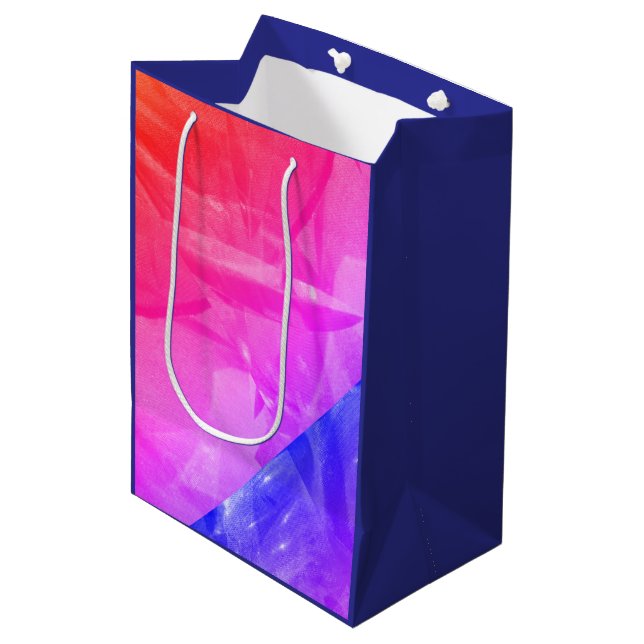 Sac Cadeau Moyen Bright pink red blue abstract sharp design (Devant Angle)