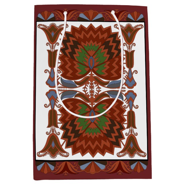 Sac Cadeau Moyen broderie d'art populaire floral antique estonienne (Devant)