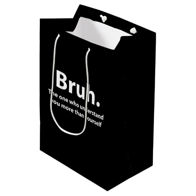 Sac Cadeau Moyen Bruh Typographie Bruh (Devant Angle)