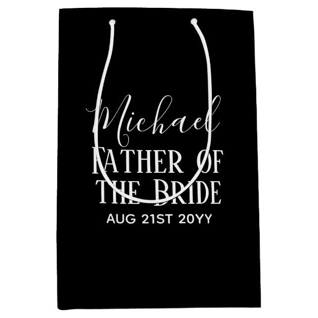 Sac Cadeau Moyen BUDGET Bestman Groomsmen Cadeaux Noir Blanc (Devant)