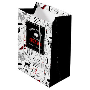 Sac Cadeau Moyen Buffalo Adventures Motif Étiquette rouge/noir ID59
