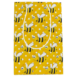 Sac Cadeau Moyen Bumblebebe sur les Pois jaunes et blancs