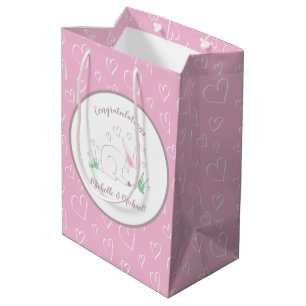 Sac Cadeau Moyen Bunny Baby shower Spring Rose Girl