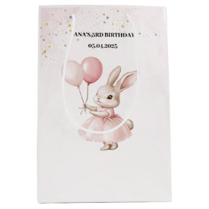 Sac Cadeau Moyen Bunny Pastel rose Anniversaire Soirée