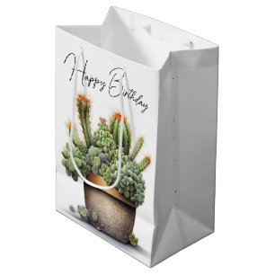 Sac Cadeau Moyen Cactus d'anniversaire Plantes en Pot