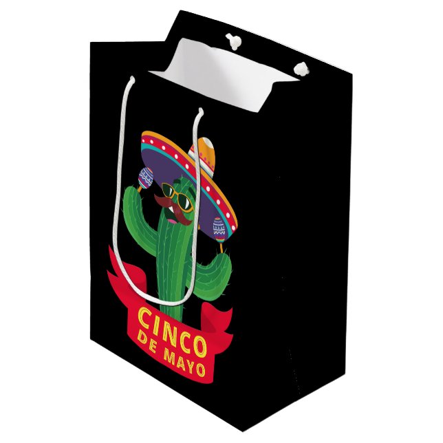 Sac Cadeau Moyen Cactus mexicain Cinco De Mayo (Devant Angle)