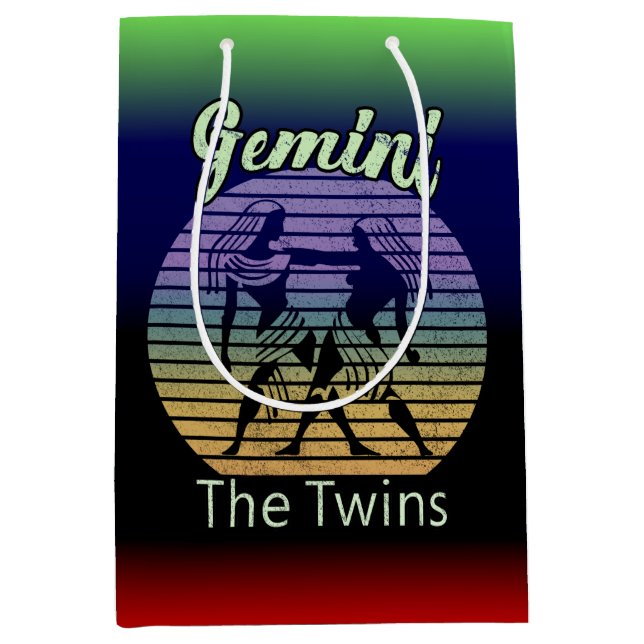 Sac Cadeau Moyen Cadeau d'anniversaire Gemini - Cool Retro Sunset Z (Devant)