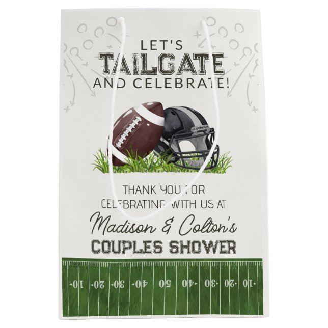 Sac Cadeau Moyen Cadeau de fête pour couple Football Tailgate & Cel (Devant)