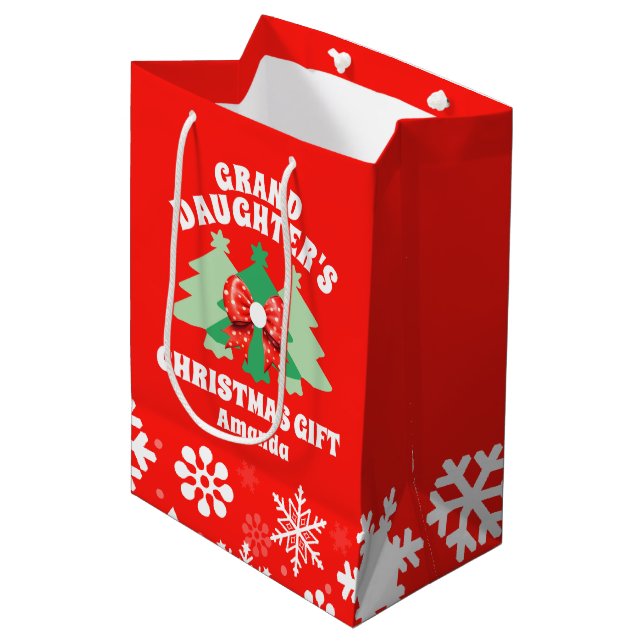 Sac Cadeau Moyen Cadeau de Noël de petite-fille personnalisée (Devant Angle)