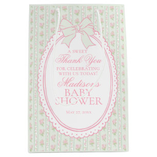 Sac Cadeau Moyen Cadeaux de Baby Shower Floraux Fantaisie Vert Vint