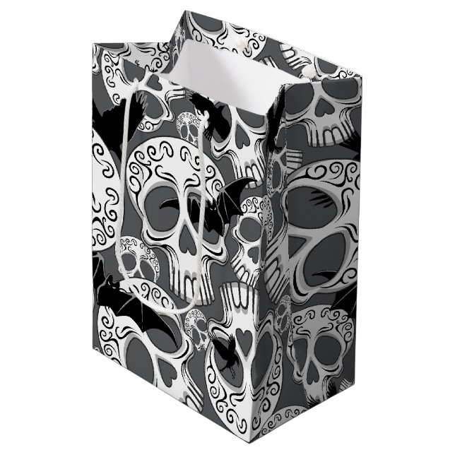 Sac Cadeau Moyen Calaveras décoratives Halloween (Devant Angle)
