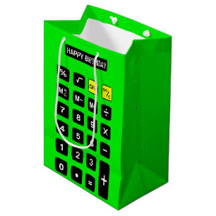 Sac Cadeau Moyen Calculateur d'anniversaire néon vert