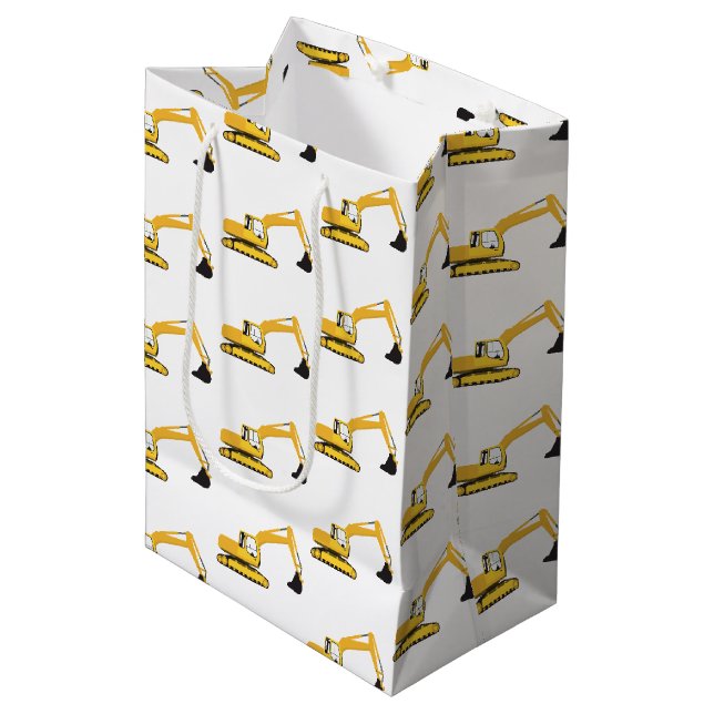 Sac Cadeau Moyen Camions de construction d'excavateurs (Devant Angle)