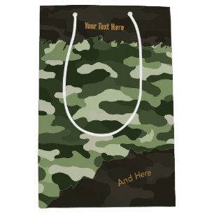 Sac Cadeau Moyen Camouflage Vert Personnalisé Résistant
