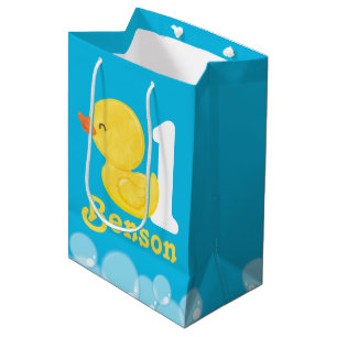 Sac Cadeau Moyen Canard en caoutchouc bleu Personnalisé Anniversair