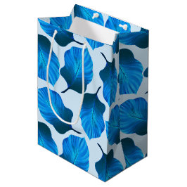 Sac Cadeau Moyen Canna Tropicanna Feuilles tropicaux en bleu