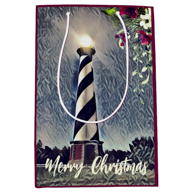 Sac Cadeau Moyen Cape Hatteras Lighthouse Outer Banks OBX Noël (Devant)