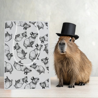Sac Cadeau Moyen Capybara Avec Chapeau Haut