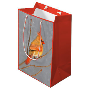 Sac Cadeau Moyen Cardinal sur la peinture de branche - Art original