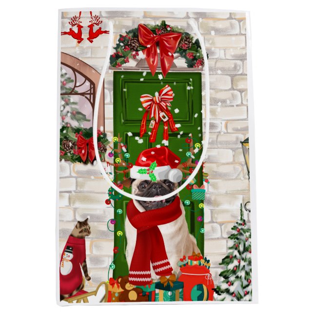 Sac Cadeau Moyen Carlin Chien Noël (Devant)
