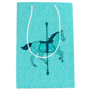 Sac Cadeau Moyen Carousel Horse - Turquoise et Aqua