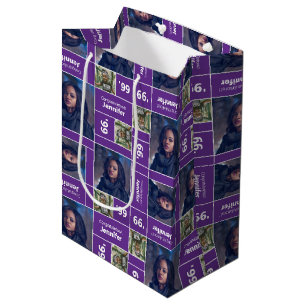 Sac Cadeau Moyen Carré Photo Classe Année Purple