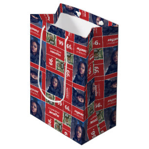 Sac Cadeau Moyen Carré Photo Graduation Classe Année Rouge