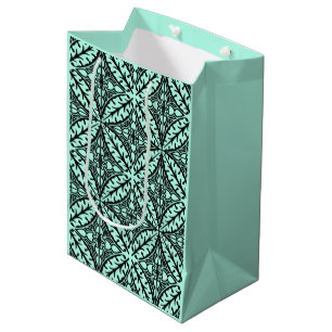 Sac Cadeau Moyen Carreaux marocains - bleu aqua et noir