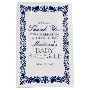 Sac Cadeau Moyen Carrelage Talavera bleu Fiesta Baby Sprinkle Faveu