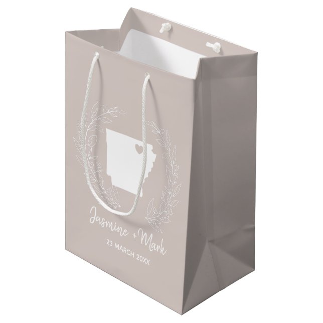 Sac Cadeau Moyen Carte de l'état de l'Arkansas destination mariage  (Devant Angle)