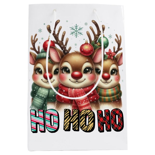 Sac Cadeau Moyen Carte de Noël Ho Ho (Devant)