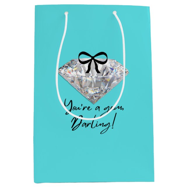 Sac Cadeau Moyen Carte de remerciement sarcelle et diamant (Devant)