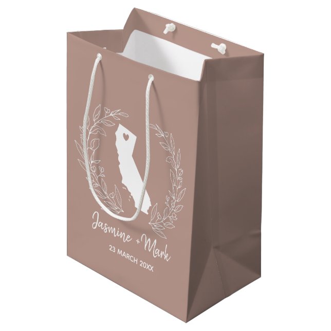 Sac Cadeau Moyen Carte d'état Californie destination mariage faveur (Devant Angle)