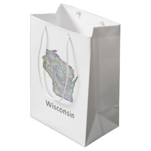 Sac Cadeau Moyen Carte du Wisconsin