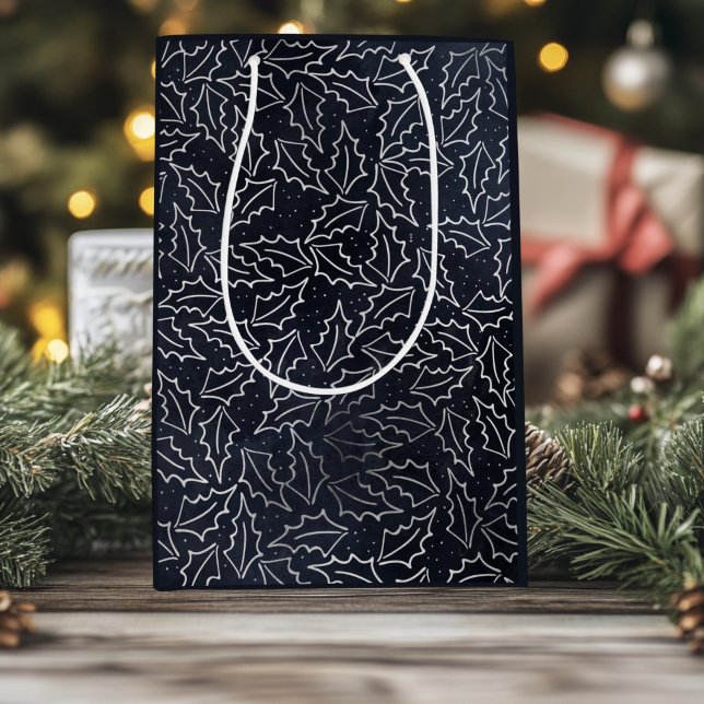 Sac Cadeau Moyen Carte postale Marine et Silver Holiday (Créateur téléchargé)