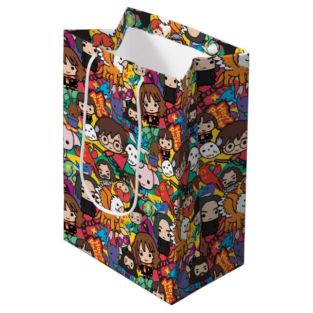 Sac Cadeau Moyen Cartoon Harry Potter Character Toss Pattern (Devant Angle)