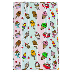 Sac Cadeau Moyen Cartoon Whimsical Crème de glace Anniversaire