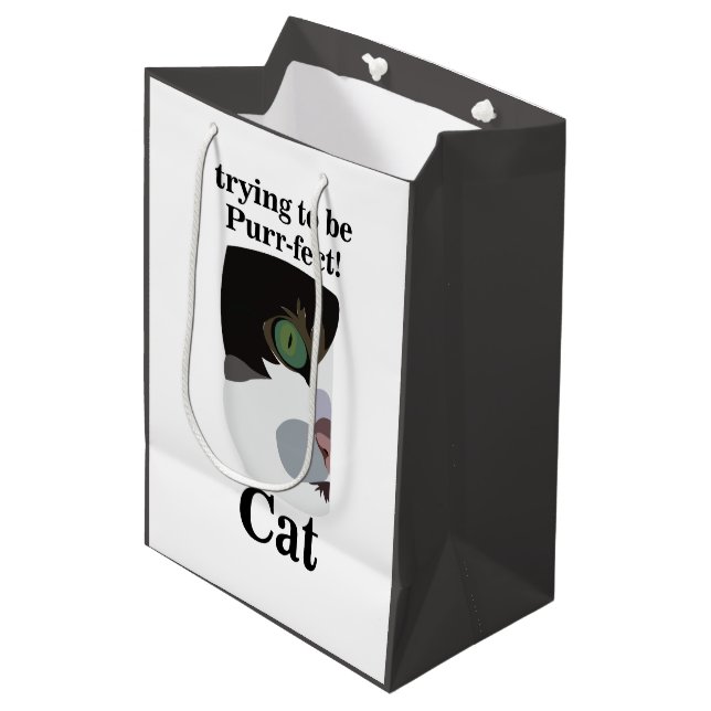 Sac Cadeau Moyen Cat Kitty Pet Funny (Devant Angle)