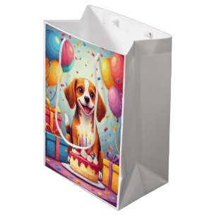 Sac Cadeau Moyen Célébration d'anniversaire de Beagle