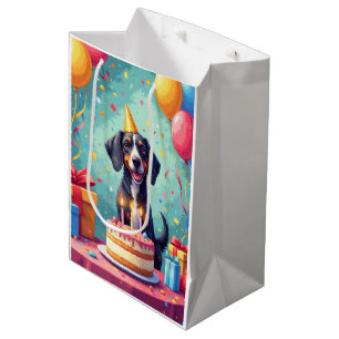 Sac Cadeau Moyen Célébration d'anniversaire de Bluetick Coonhound