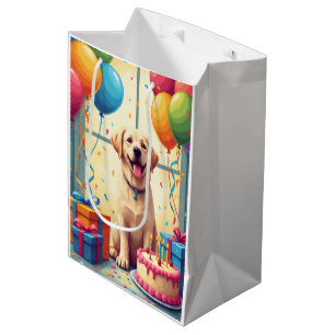 Sac Cadeau Moyen Célébration d'anniversaire de Labrador Retriever