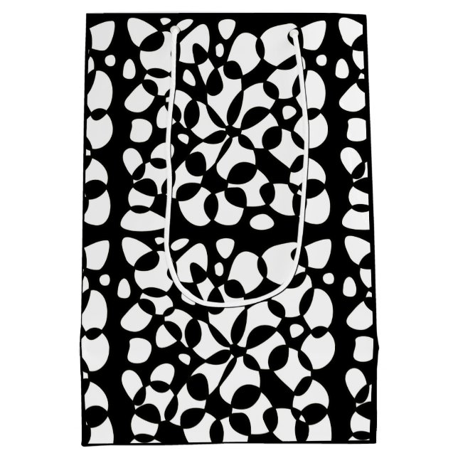 Sac Cadeau Moyen Cells Abstraction Black White (Dos)