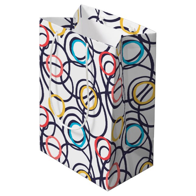 Sac Cadeau Moyen Cercles Dizzy Doodle Sur Blanc (Dos Angle)