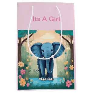 Sac Cadeau Moyen C'Est Une Fille Bleue Baby Elephant,