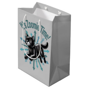 Sac Cadeau Moyen C'est Zoomie Time Black Cat