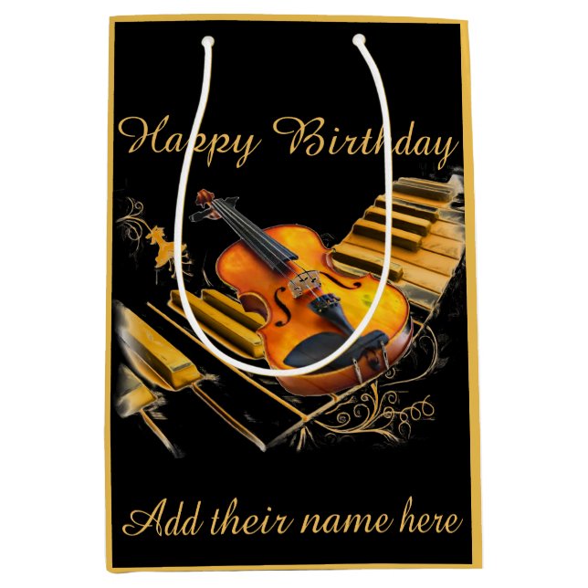 Sac Cadeau Moyen Chaînes et clés, Joyeux anniversaire_ (Devant)