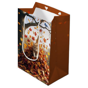 Sac Cadeau Moyen Chat de Gingembre Anniversaire dans une feuille d'