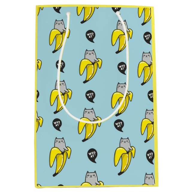 Sac Cadeau Moyen Chat en banane (Devant)